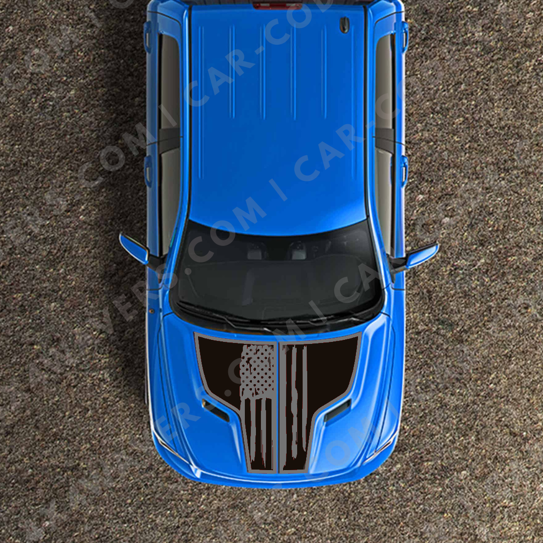 Hood Panel Decal/Sticker - USA flag Graphic Kit - For Ram 1500 2009-2018 Rebel - Premium Vinyl