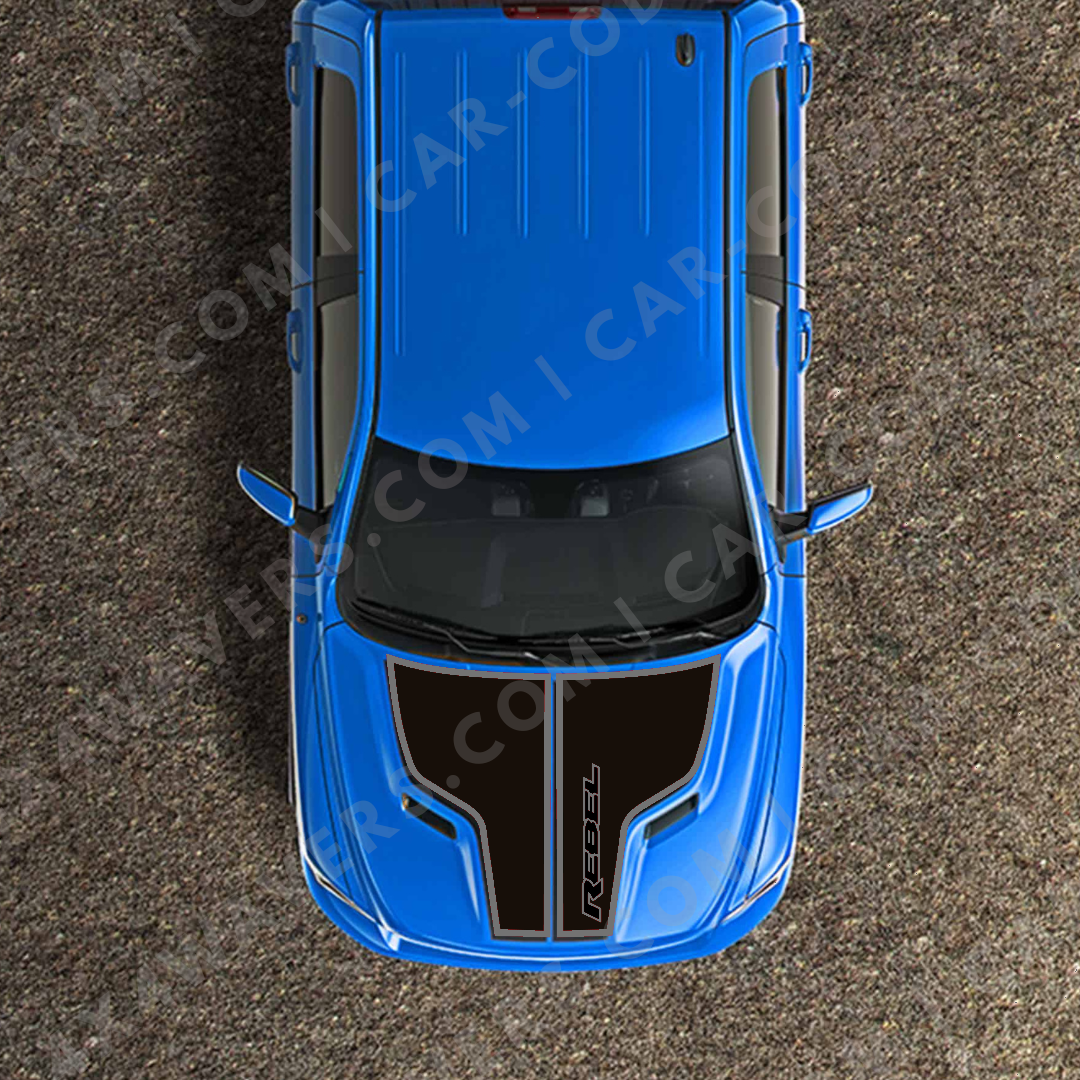 Hood Panel Decal/Sticker - Sports Style Graphic Kit - For Ram 1500 2009-2018 Rebel - Premium Vinyl