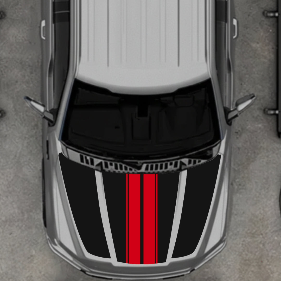 Hood Panel Decal/Sticker - Bars Style Graphic Kit - For Ford F-150 2020-2026 - Premium Vinyl