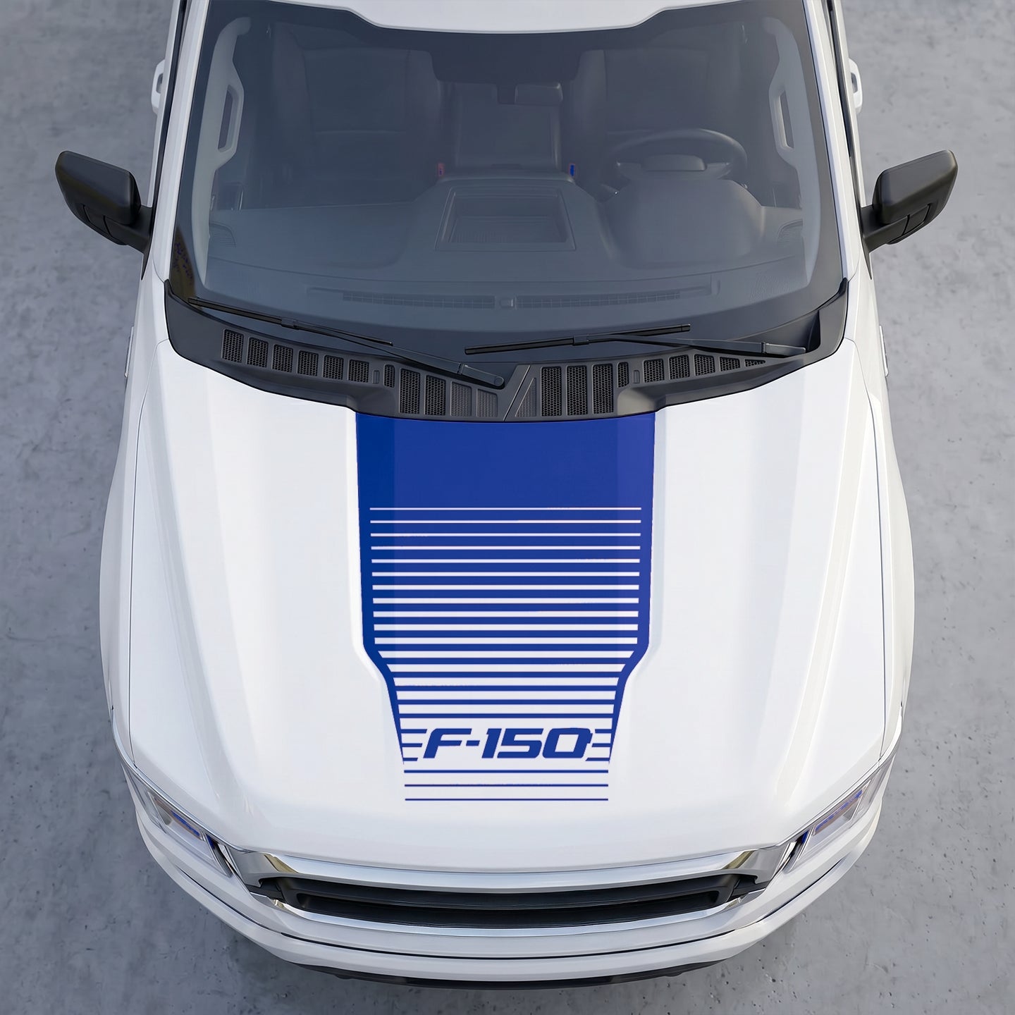 Hood Panel Decal/Sticker - Speedline Fade Hood Decal Wrap – Solid Center Shield with Horizontal Louver Stripe Grille Graphic Kit - For Ford F-150 F150 2015-2020 - Premium Vinyl