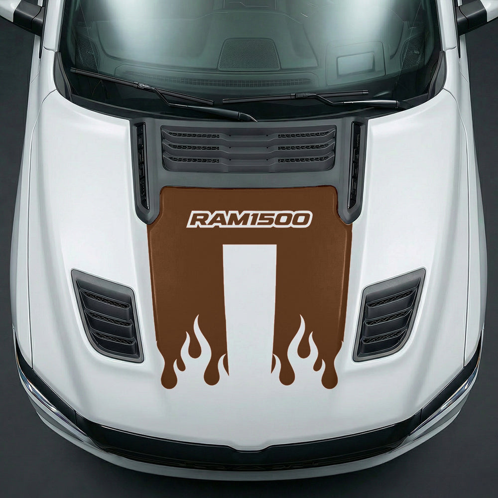 Hood Panel Decal/Sticker - RAM 1500 Flaming U-Shape Graphic Kit - For Dodge Ram 2019-2025 - Premium Vinyl