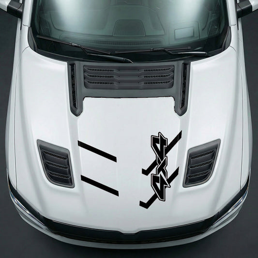 Hood Panel Decal/Sticker - Bold 4x4 Geometric Chevron - Cut Graphic Kit - For Dodge Ram 2019-2025 - Premium Vinyl