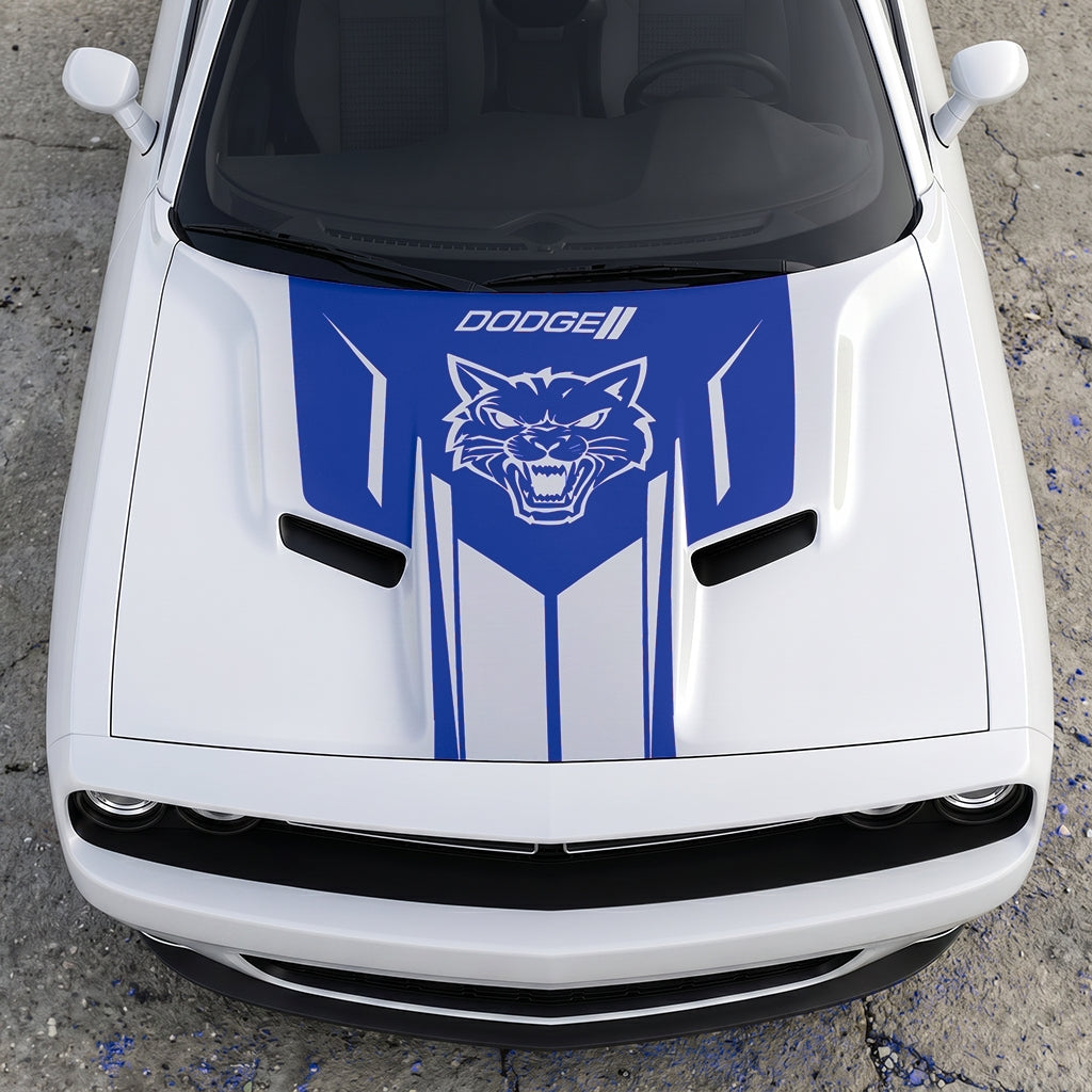 Hood Panel Decal/Sticker - Hellcat Frontal Assault Logo - Symmetrical Side-Accented Graphic Kit - For Dodge Challenger 2015-2024 - Premium Vinyl