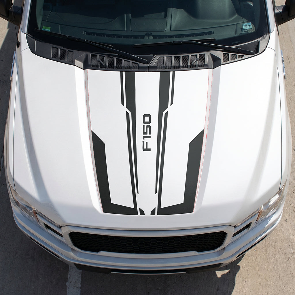 Hood Panel Decal/Sticker - Speed Graphic Decal Graphic Kit - For Ford F-150 2015-2020 - Premium Vinyl