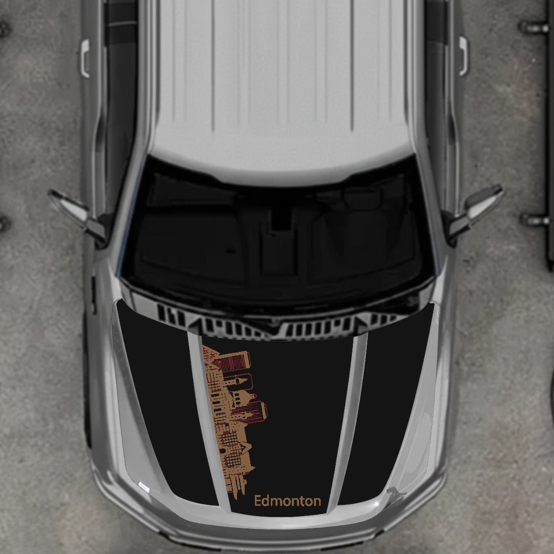 Hood Panel Decal/Sticker - Edmonton Skyline Graphic Kit - For Ford F-150 2020-2026 - Premium Vinyl