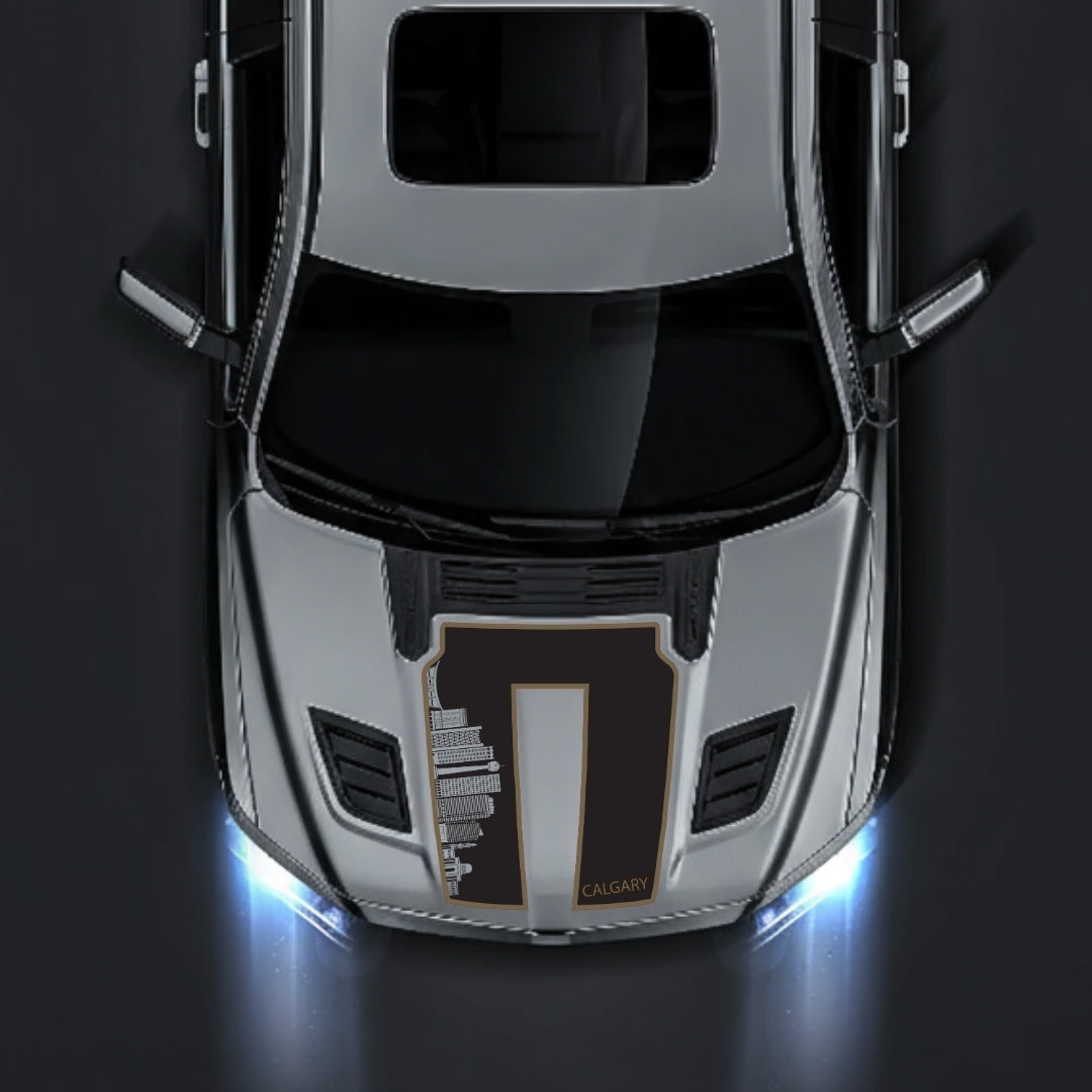 Performance Hood Panel Decal/Sticker - Calgary Skyline - Cut - Border Graphic Kit - For Dodge RAM 1500 2019-2025 - Premium Vinyl
