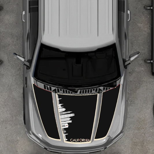 Hood Panel Decal/Sticker - California Skyline - Cut - Border Graphic Kit - For Ford F-150 2020-2026 - Premium Vinyl