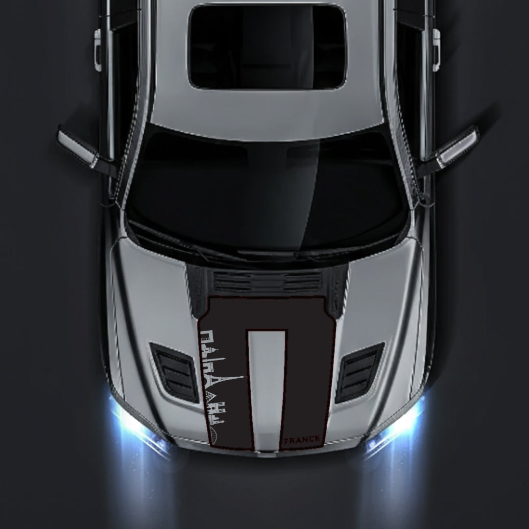 Hood Panel Decal/Sticker - France Skyline - Cut - Border Graphic Kit - For Dodge RAM 1500 2019-2025 - Premium Vinyl