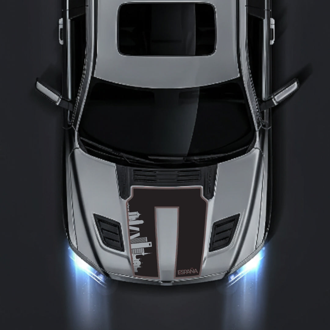 Hood Panel Decal/Sticker - Spain Skyline - Cut - Border Graphic Kit - For Dodge RAM 1500 2019-2025 - Premium Vinyl