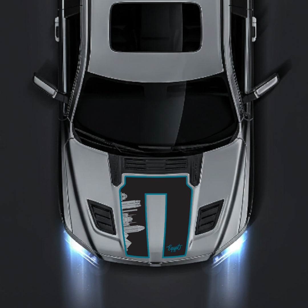 Performance Hood Panel Decal/Sticker - Egypt Skyline - Cut - Border Graphic Kit - For Dodge RAM 1500 2019-2025 - Premium Vinyl