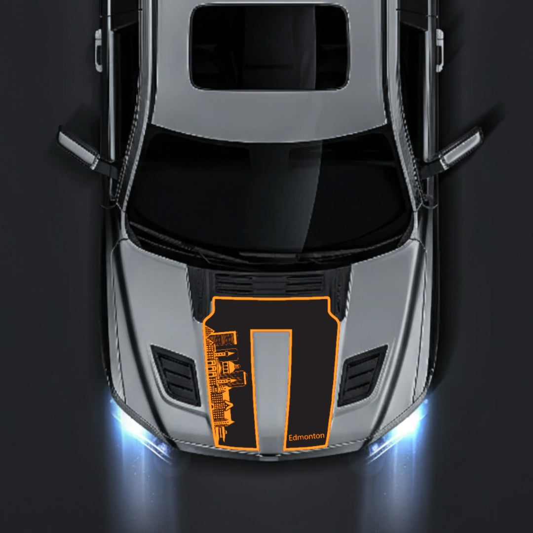 Hood Panel Decal/Sticker - Edmonton Skyline - Border Graphic Kit - For Dodge RAM 1500 2019-2025 - Premium Vinyl
