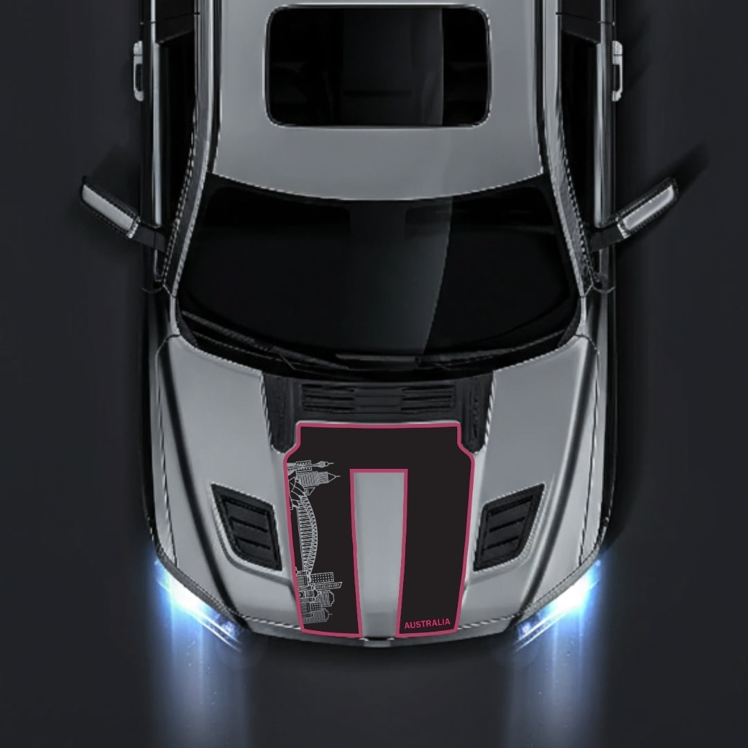 Performance Hood Panel Decal/Sticker - Australia Skyline - Cut - Border Graphic Kit - For Dodge RAM 1500 2019-2025 - Premium Vinyl