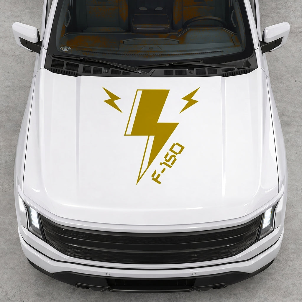 Hood Panel Decal/Sticker - Cut Triple Electric Graphic Decal Graphic Kit - For FORD F-150 2015-2020 - Premium Vinyl