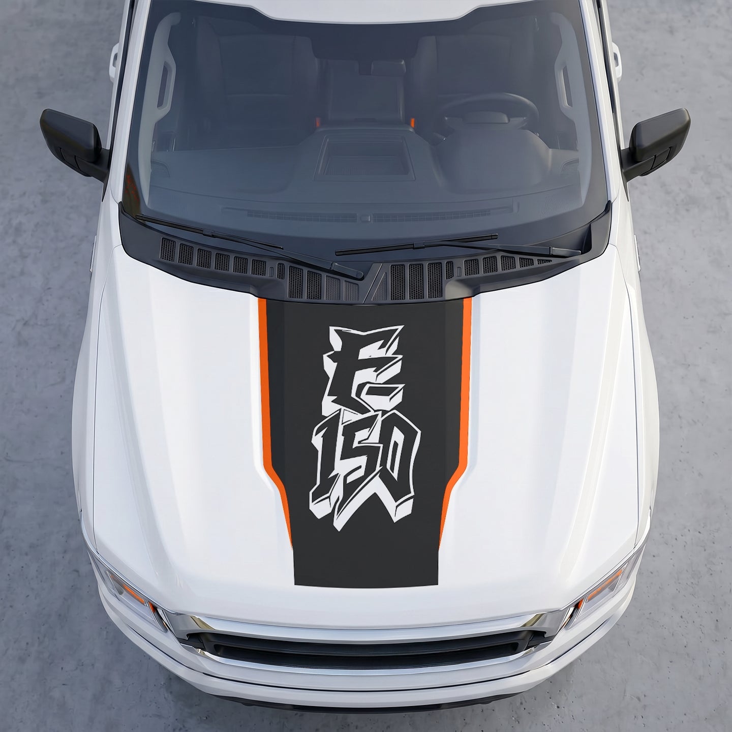 Hood Panel Decal/Sticker - Street Style Graffiti Hood Decal – Matte Black Wrap with 3D Urban Font Graphic Kit - For Ford F-150 F150 2015-2020 - Premium Vinyl