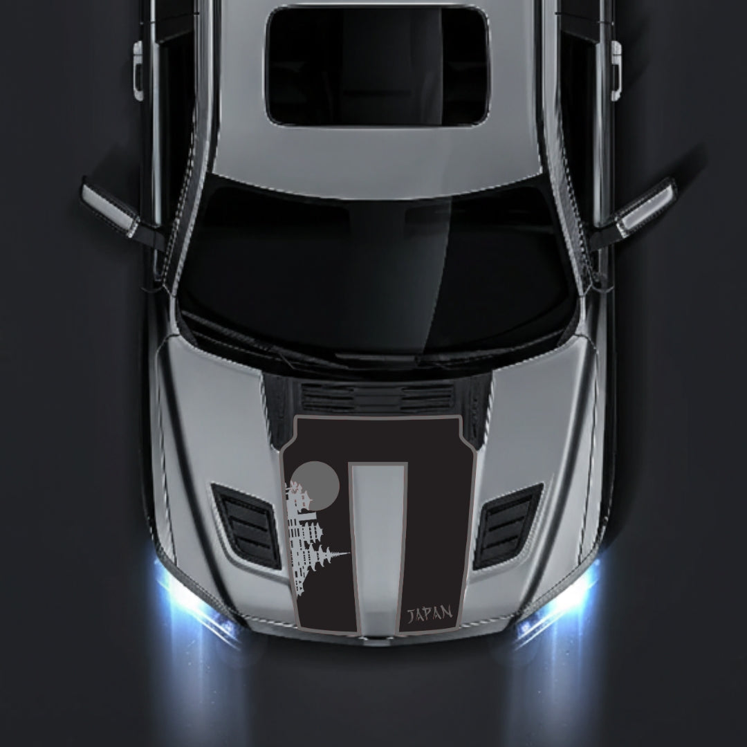 Performance Hood Panel Decal/Sticker - Japan Skyline - Cut - Border Graphic Kit - For Dodge RAM 1500 2019-2025 - Premium Vinyl