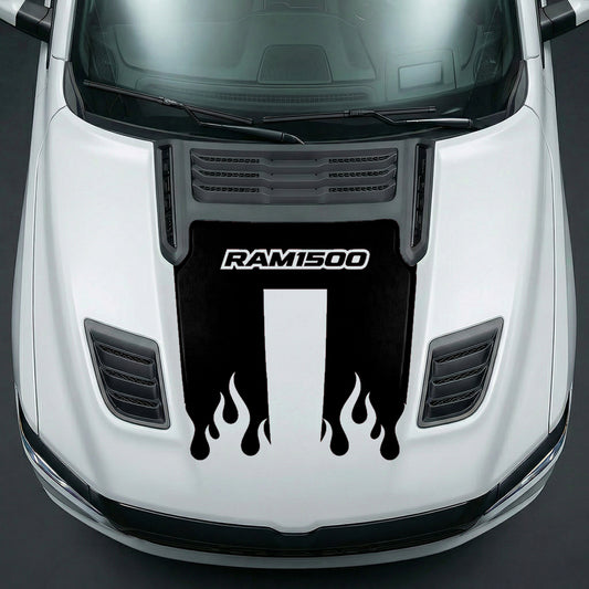 Hood Panel Decal/Sticker - RAM 1500 Flaming U-Shape Graphic Kit - For Dodge Ram 2019-2025 - Premium Vinyl