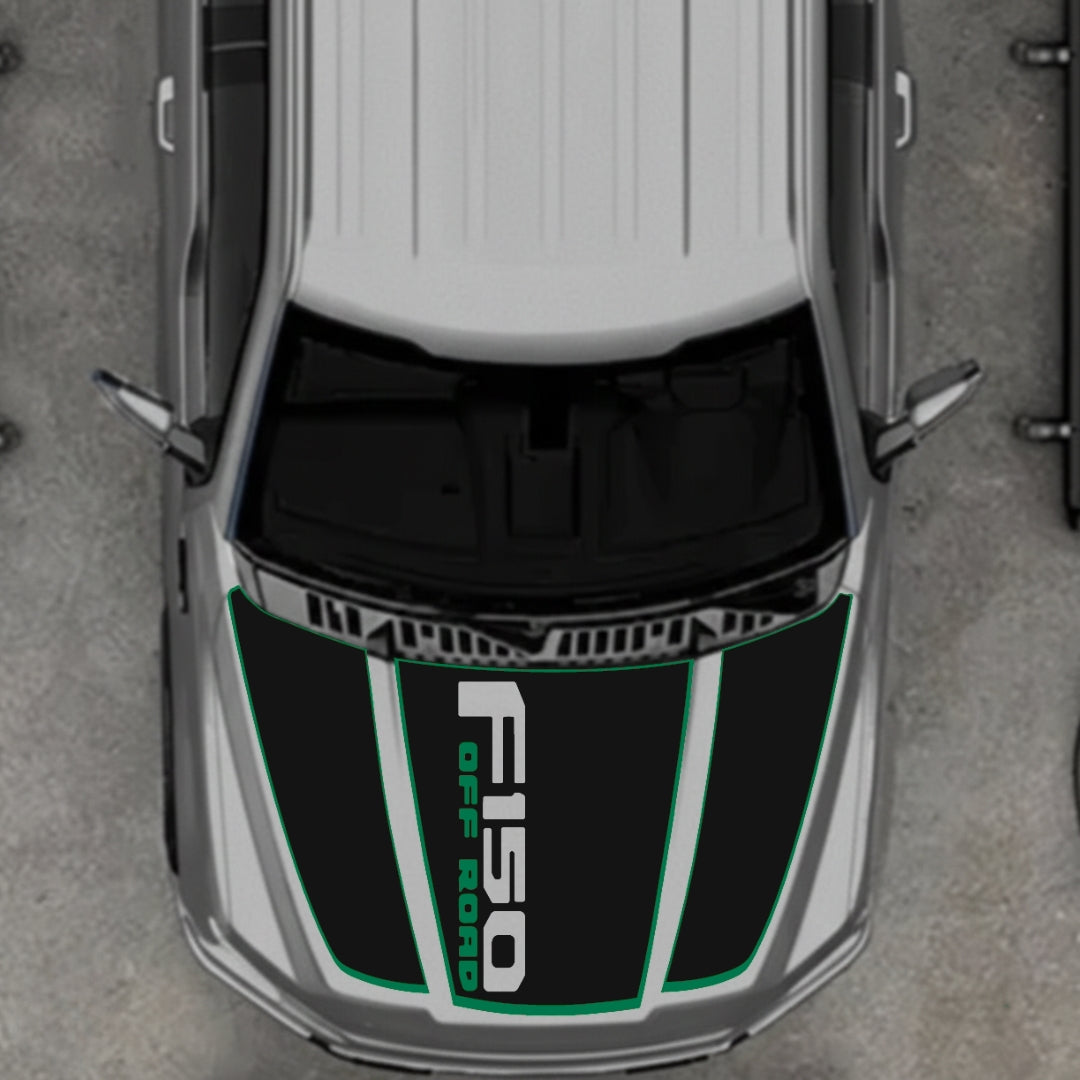 Hood Panel Decal/Sticker - Style 3 - Cut - Border Graphic Kit - For Ford F-150 2020-2026 - Premium Vinyl