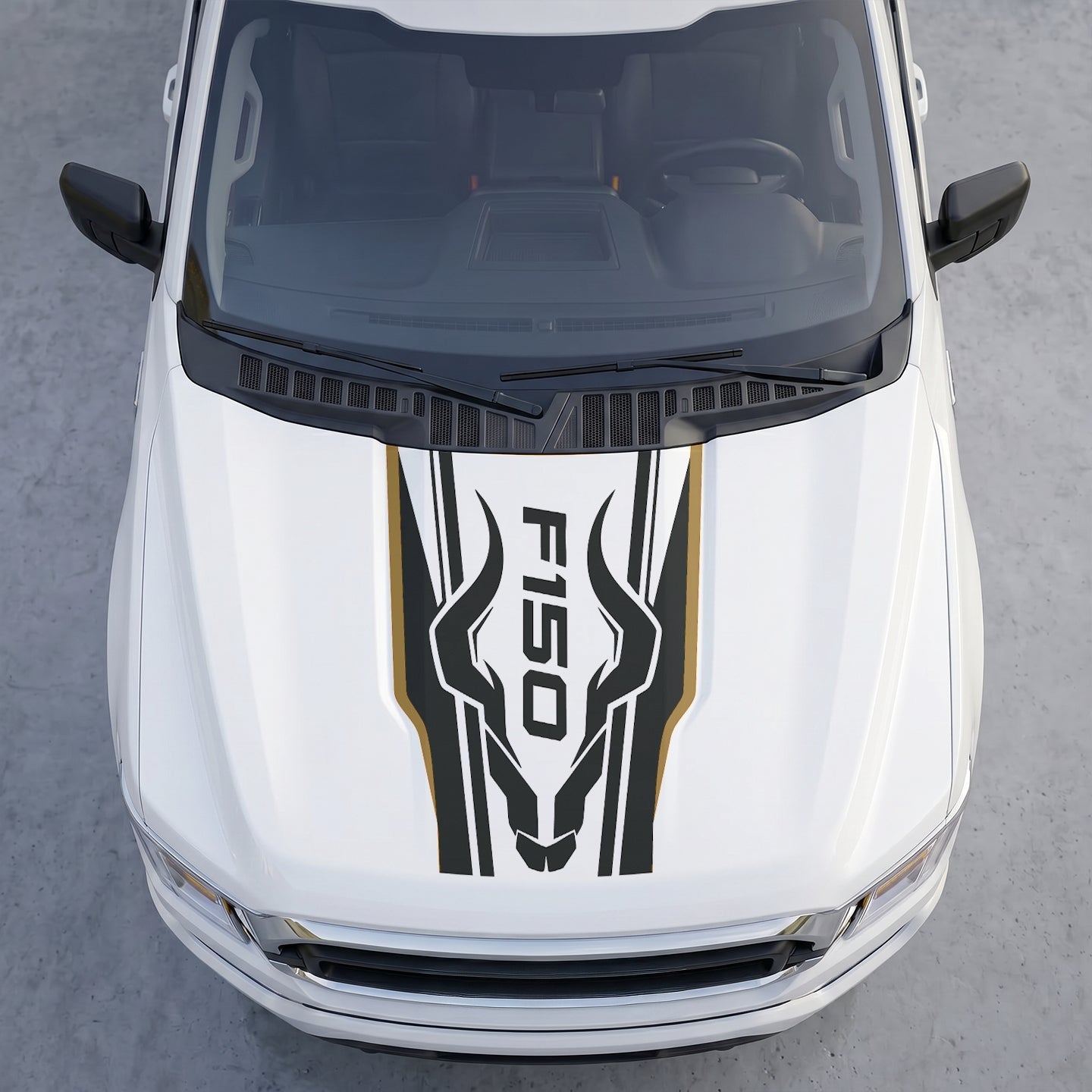 Hood Panel Decal/Sticker - Ram Horns Aggressive Hood Decal – Tribal Longhorn Graphic Vinyl Sticker Graphic Kit - For Ford F-150 F150 2015-2020 - Premium Vinyl