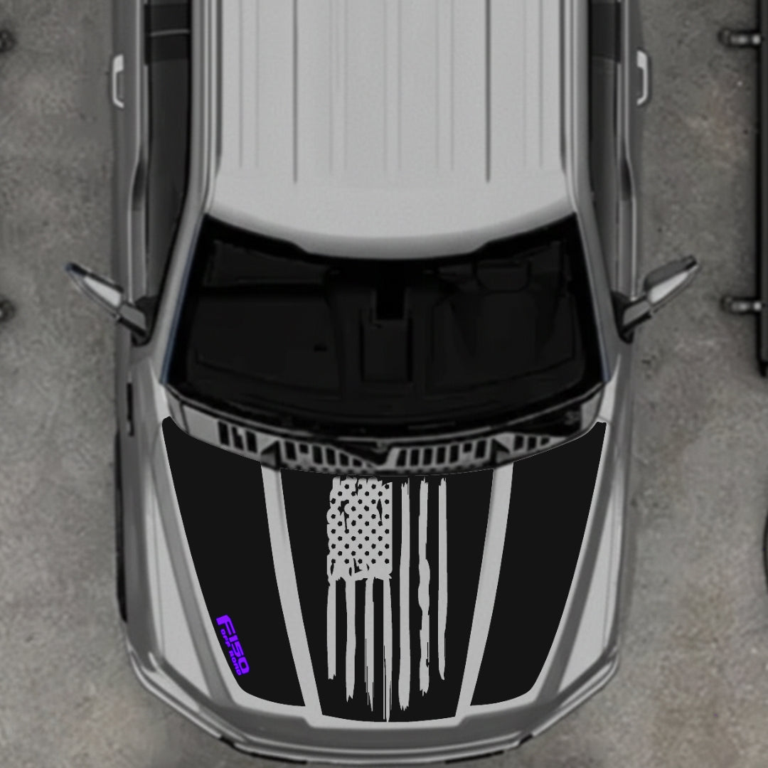 Hood Panel Decal/Sticker - USA Style 12 Graphic Kit - For Ford F-150 2020-2026 - Premium Vinyl
