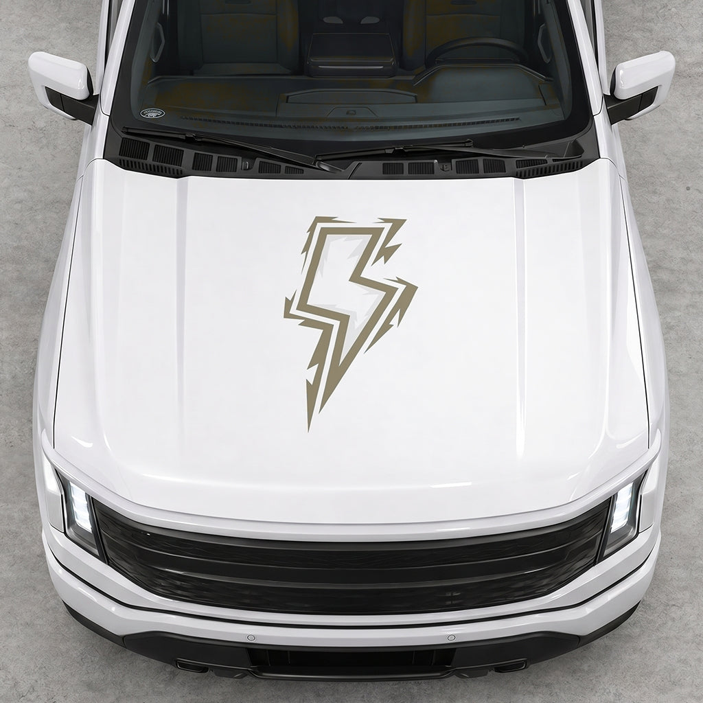 Hood Panel Decal/Sticker - Cut Bordered Electric Graphic Decal Graphic Kit - For FORD F-150 2015-2020 - Premium Vinyl