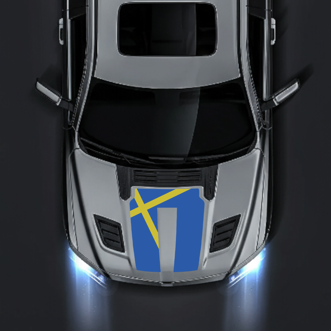 Performance Hood Panel Decal/Sticker - Sweden Flag Graphic Kit - For Dodge RAM 1500 2019-2025 - Premium Vinyl