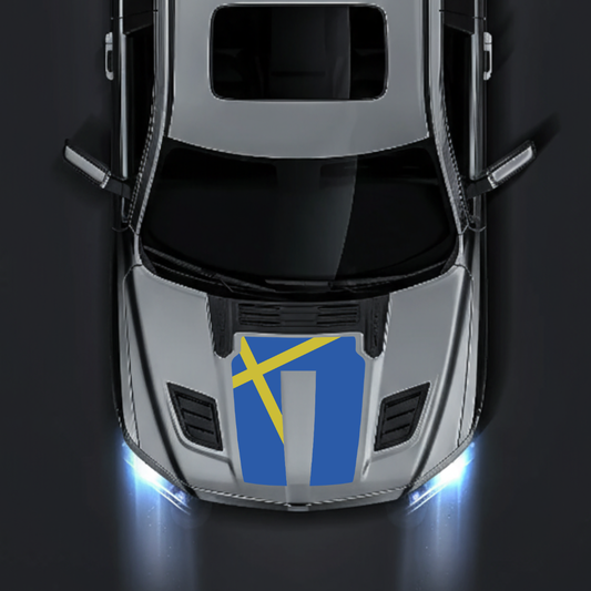 Performance Hood Panel Decal/Sticker - Sweden Flag Graphic Kit - For Dodge RAM 1500 2019-2025 - Premium Vinyl