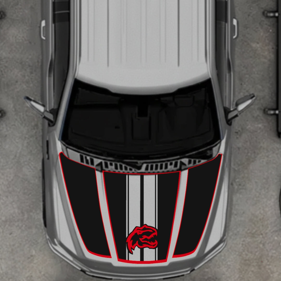 Hood Panel Decal/Sticker - Rex Style - Cut - Border Graphic Kit - For Ford F-150 2020-2026 - Premium Vinyl
