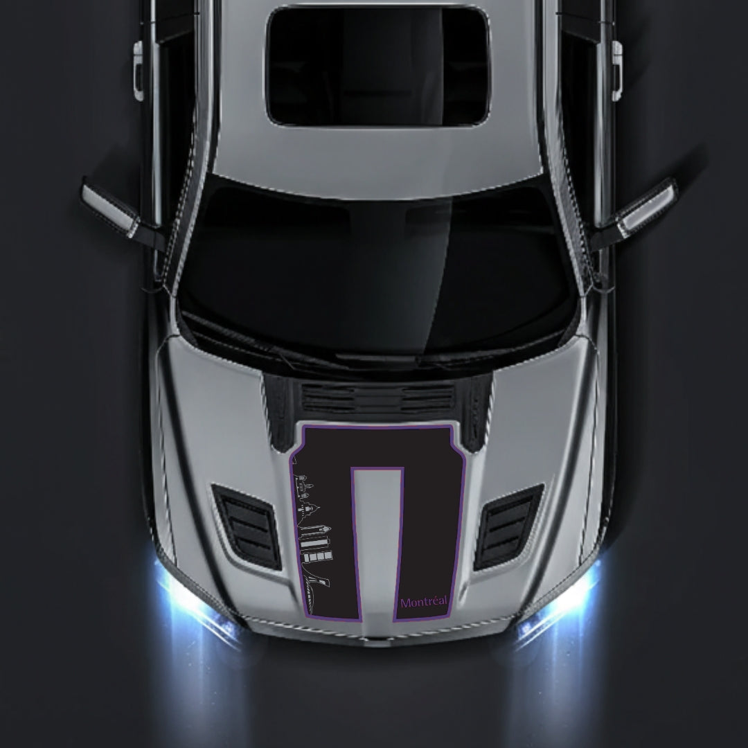 Hood Panel Decal/Sticker - Montreal Skyline - Cut - Border Graphic Kit - For Dodge RAM 1500 2019-2025 - Premium Vinyl