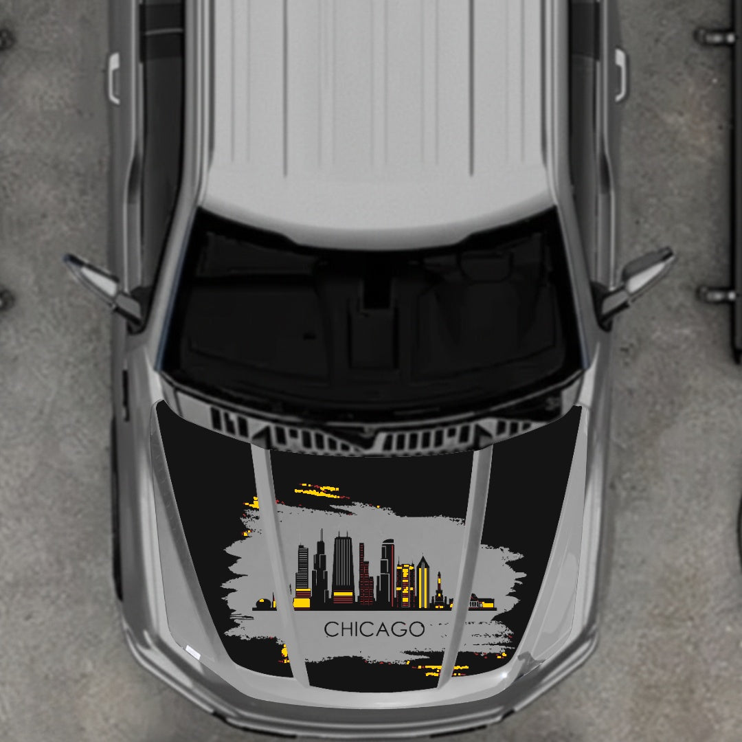 Hood Panel Decal/Sticker - Chicago - Cut Graphic Kit - For Ford F-150 2020-2026 - Premium Vinyl