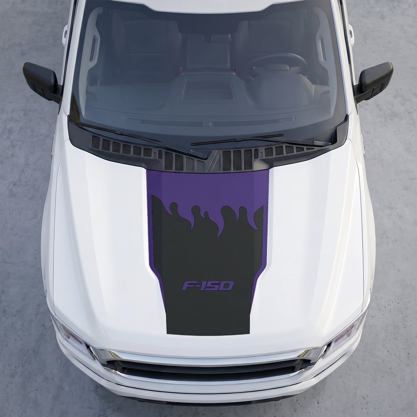 Hood Panel Decal/Sticker - Fire Flame Wave Hood Decal Wrap – Bold Liquid Flame Vector Graphic Kit - For Ford F-150 F150 2015-2020 - Premium Vinyl