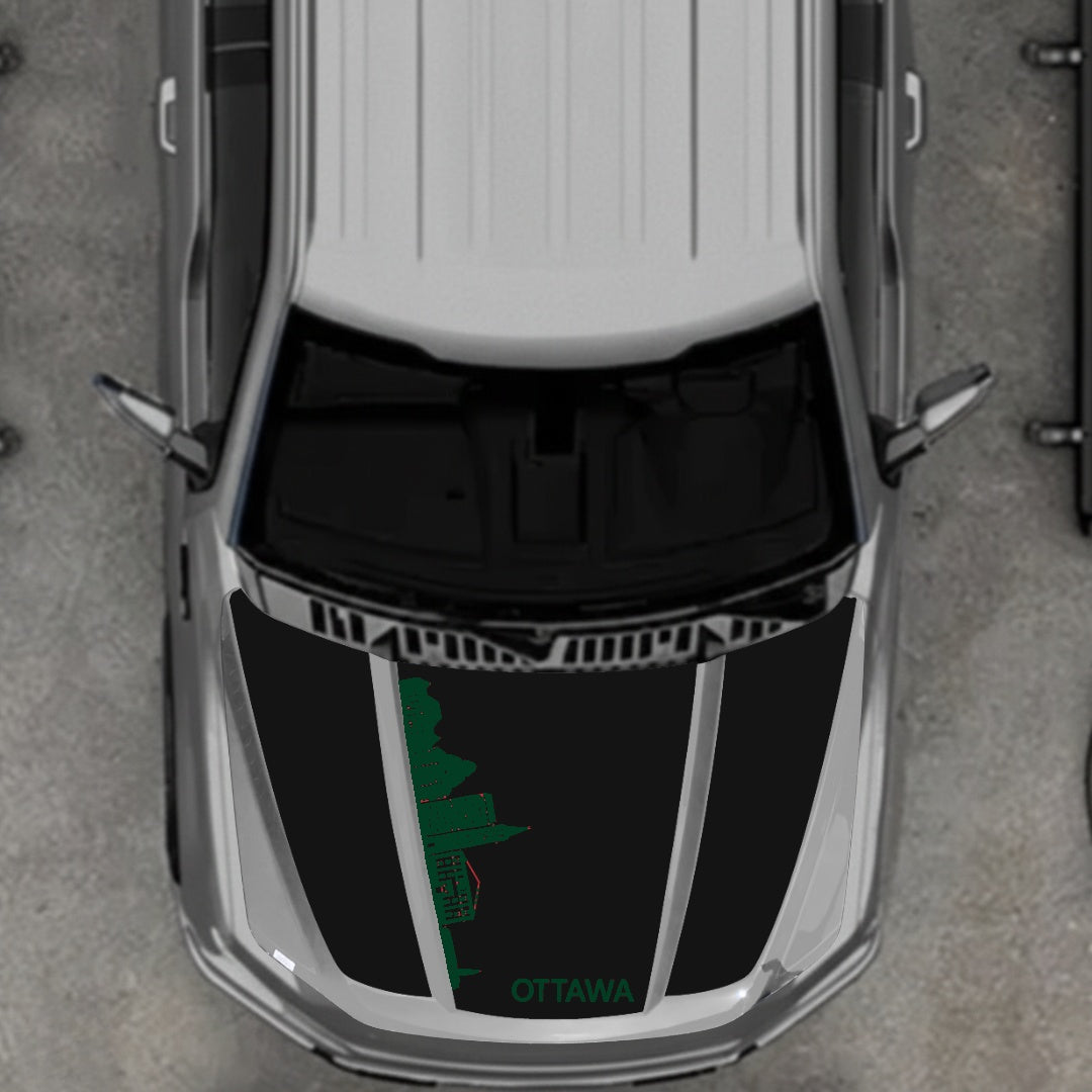Hood Panel Decal/Sticker - Ottawa Skyline Graphic Kit - For Ford F-150 2020-2026 - Premium Vinyl