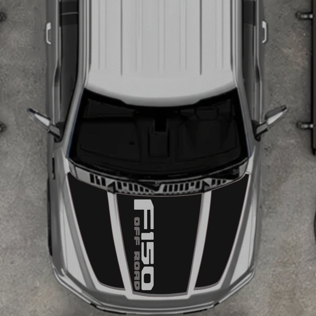 Hood Panel Decal/Sticker - Style 3 - Cut - Border Graphic Kit - For Ford F-150 2020-2026 - Premium Vinyl
