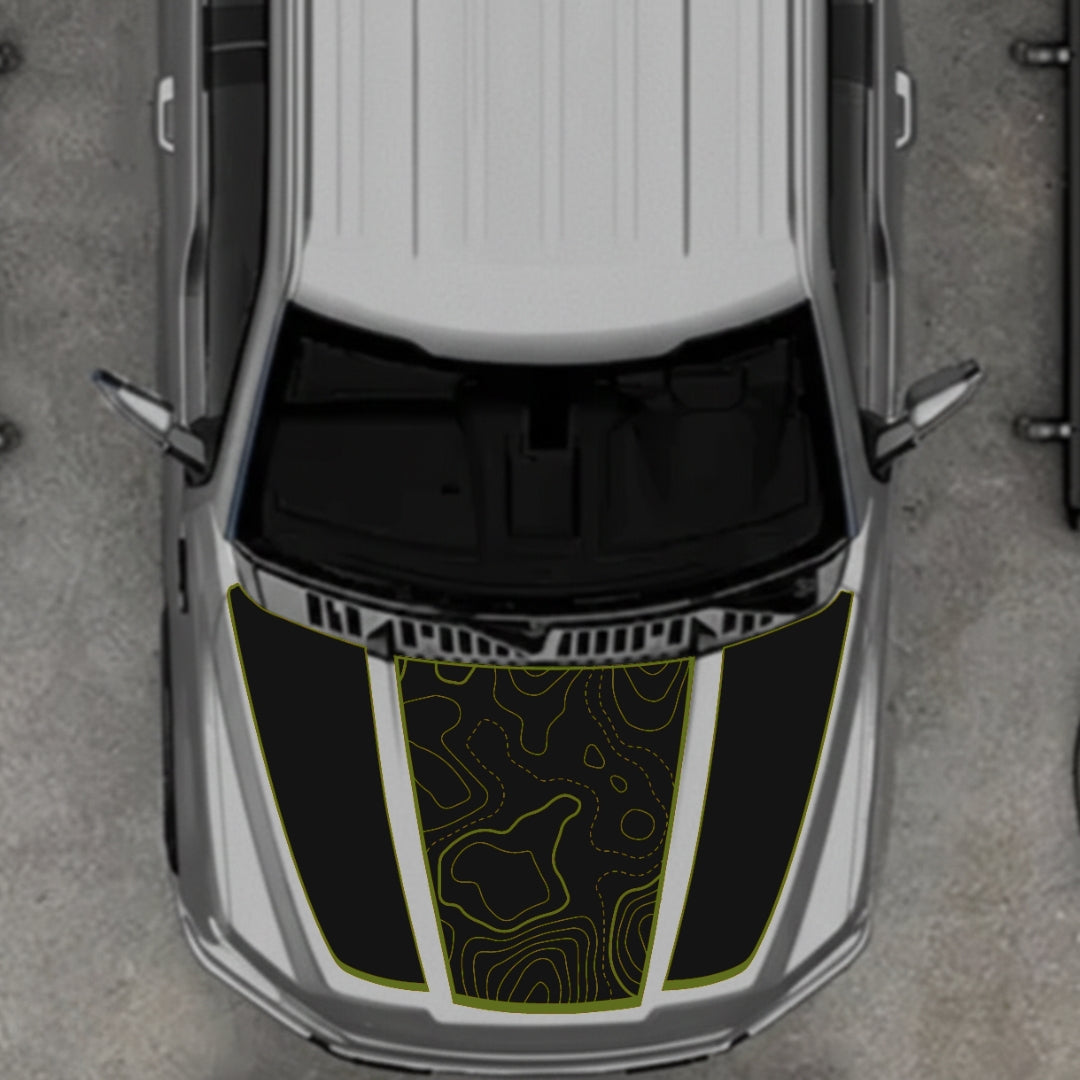 Hood Panel Decal/Sticker - Style 1 - Border Graphic Kit - For Ford F-150 2020-2026 - Premium Vinyl