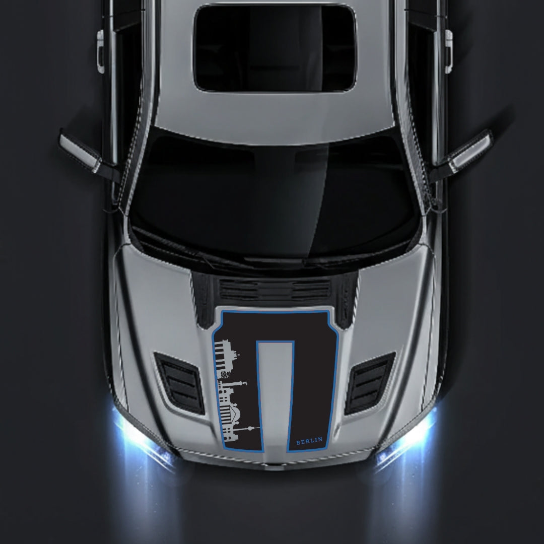 Hood Panel Decal/Sticker - Berlin Skyline - Cut - Border Graphic Kit - For Dodge RAM 1500 2019-2025 - Premium Vinyl