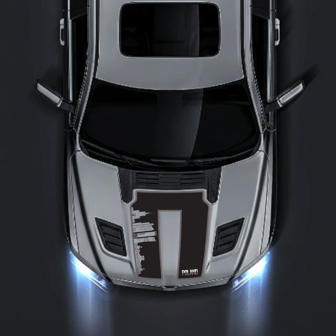 Performance Hood Panel Decal/Sticker - Poland Skyline - Cut - Border Graphic Kit - For Dodge RAM 1500 2019-2025 - Premium Vinyl