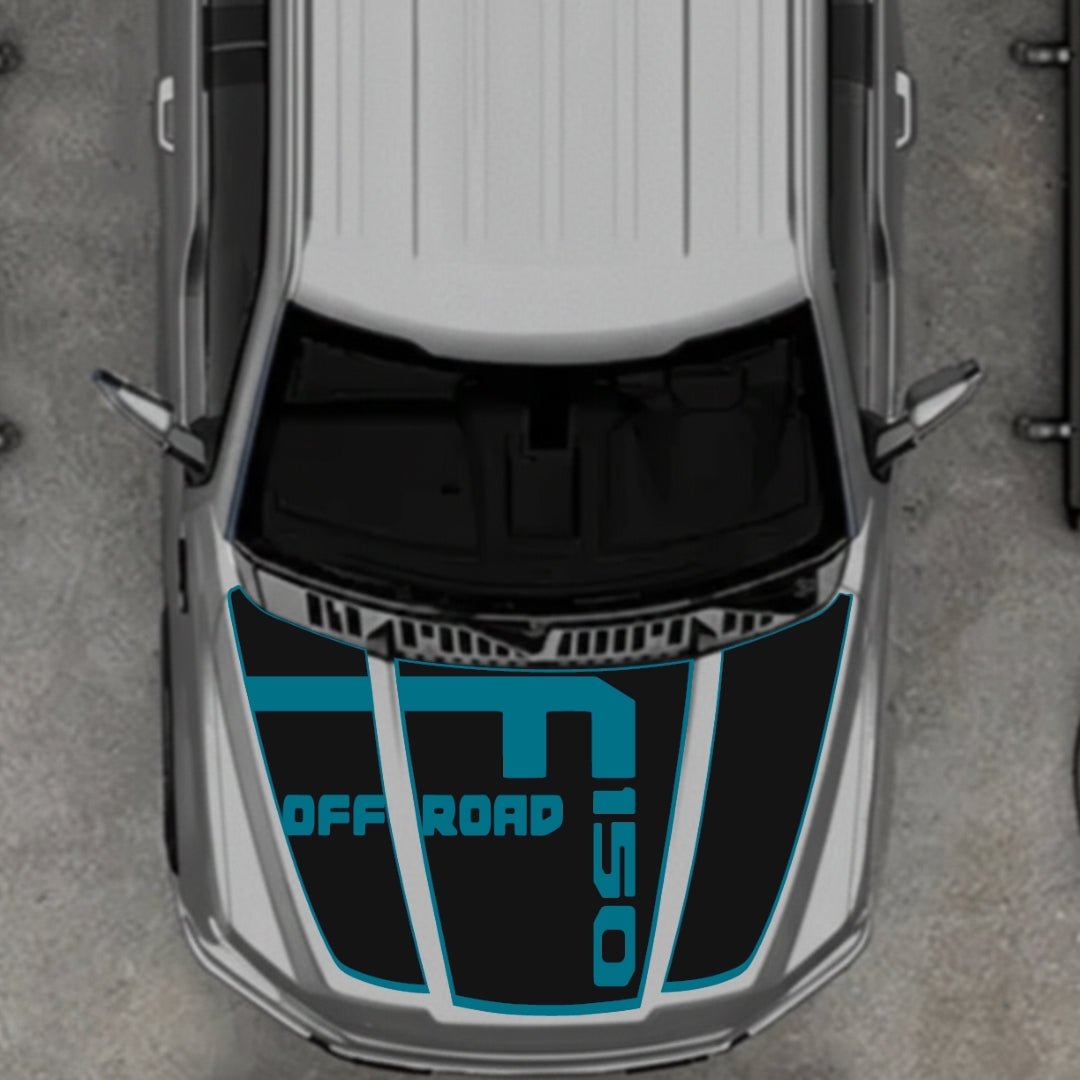 Hood Panel Decal/Sticker - Style 6 - Border Graphic Kit - For Ford F-150 2020-2026 - Premium Vinyl