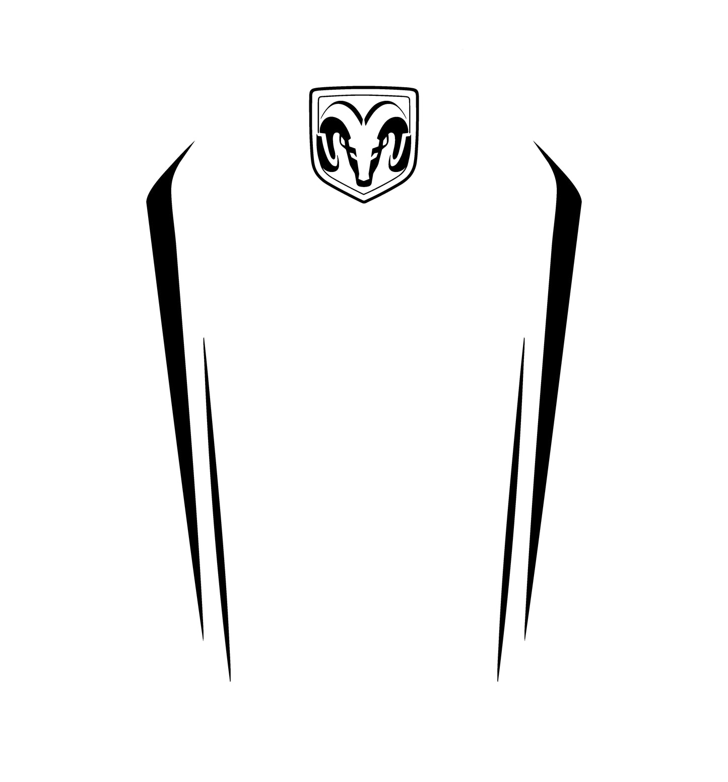 Hood Panel Decal/Sticker - Sleek Spear Cutout U-Shape with RAM Logo - Cut Graphic Kit - For Dodge Ram 2019-2025 - Premium Vinyl