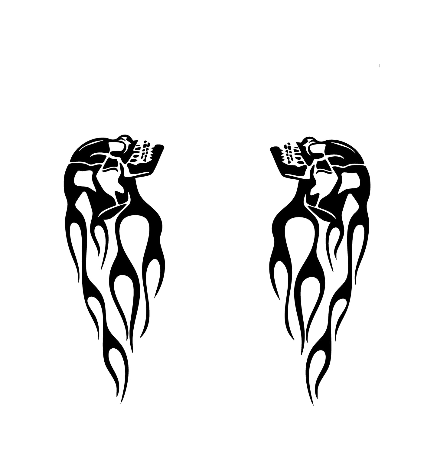 Hood Panel Decal/Sticker - Fiery Skulls Custom U-Shape - Cut Graphic Kit - For Dodge Ram 2019-2025 - Premium Vinyl