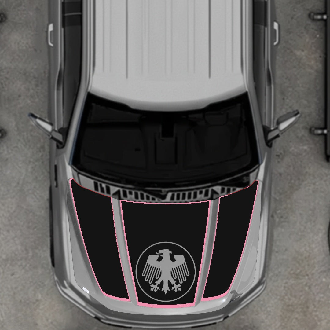 Hood Panel Decal/Sticker - Germany Logo - Cut - Border Graphic Kit - For Ford F-150 2020-2026 - Premium Vinyl