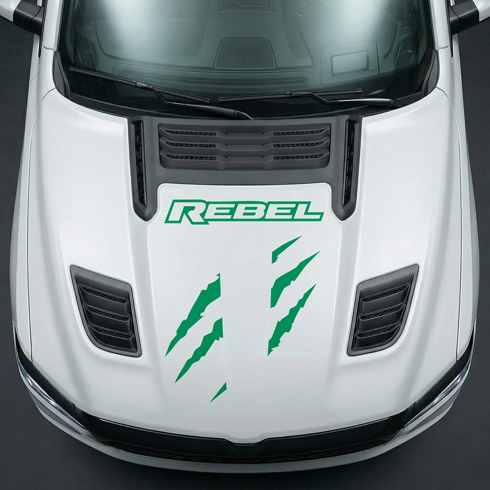 Hood Panel Decal/Sticker - Fierce REBEL Monster Slash - Cut Graphic Kit - For Dodge Ram 2019-2025 - Premium Vinyl