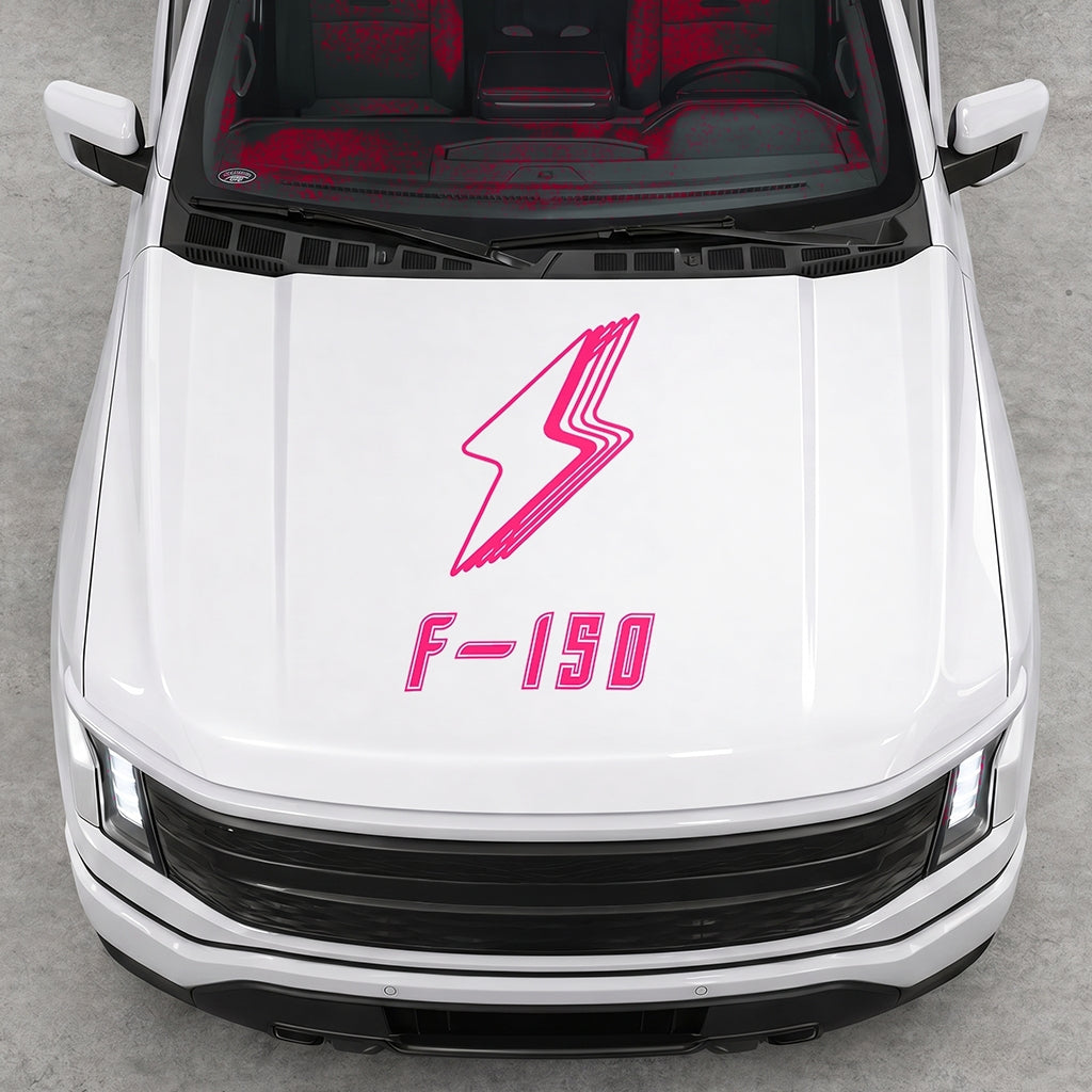 Hood Panel Decal/Sticker - Cut Bordered Electric F150 Graphic Decal Graphic Kit - For FORD F-150 2015-2020 - Premium Vinyl