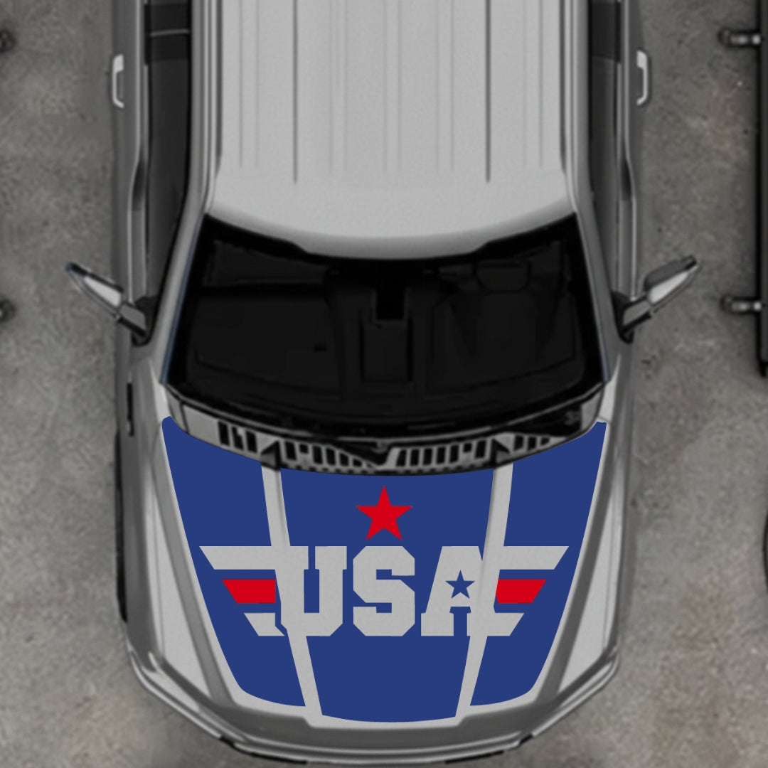 Hood Panel Decal/Sticker - USA Style 9 Graphic Kit - For Ford F-150 2020-2026 - Premium Vinyl