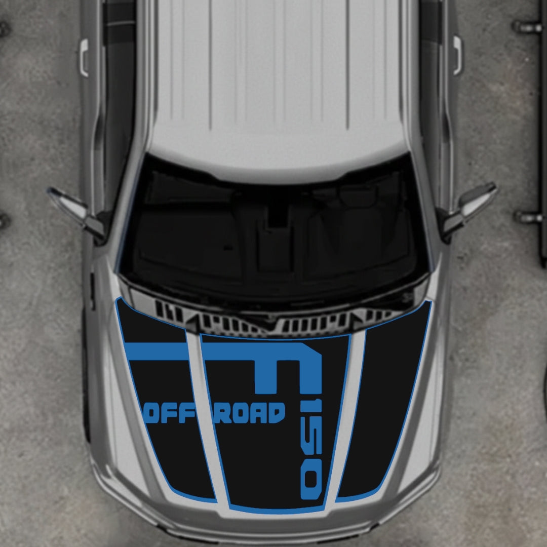 Hood Panel Decal/Sticker - Style 6 - Border Graphic Kit - For Ford F-150 2020-2026 - Premium Vinyl