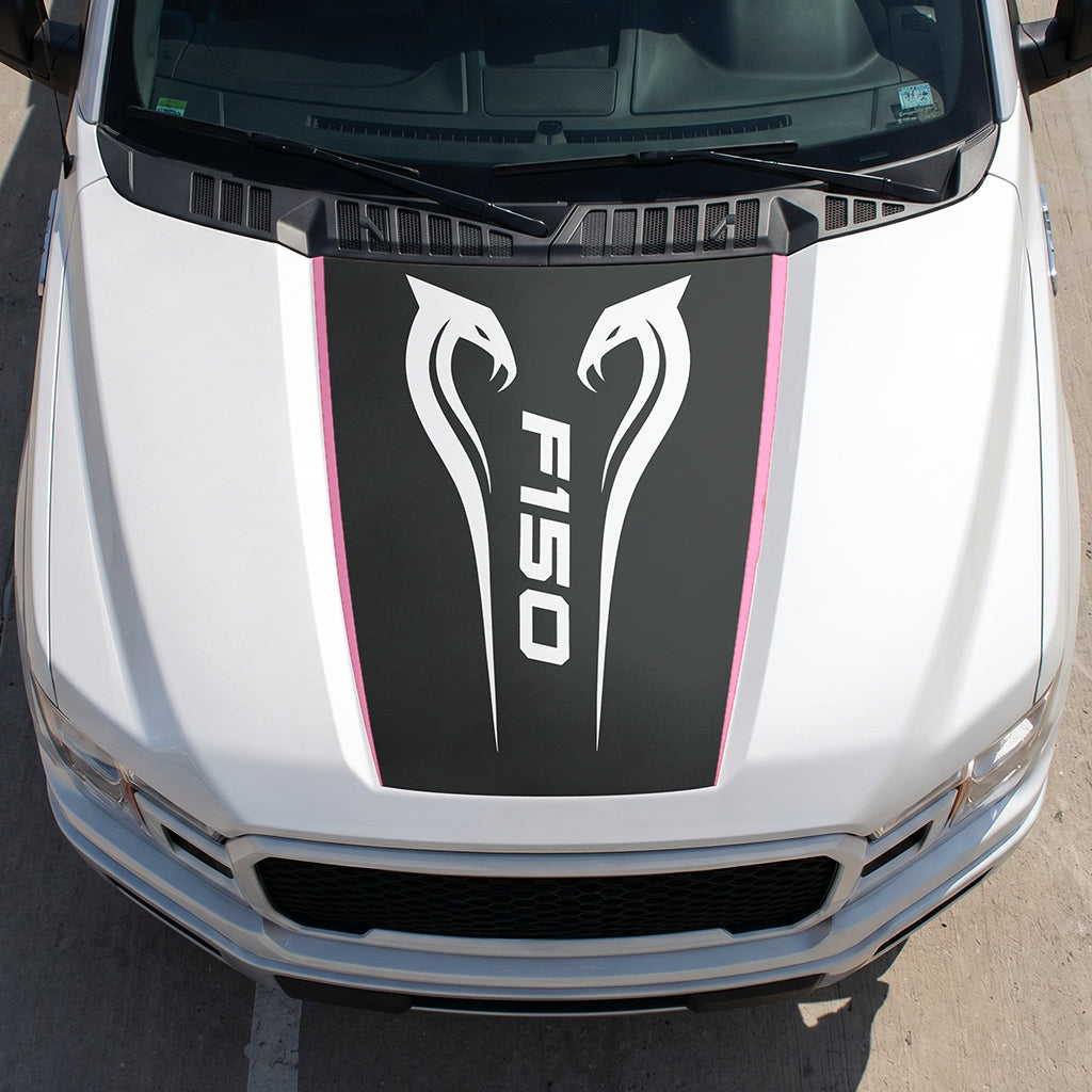 Hood Panel Decal/Sticker - Twin Cobra Graphic Decal Graphic Kit - For Ford F-150 2015-2020 - Premium Vinyl