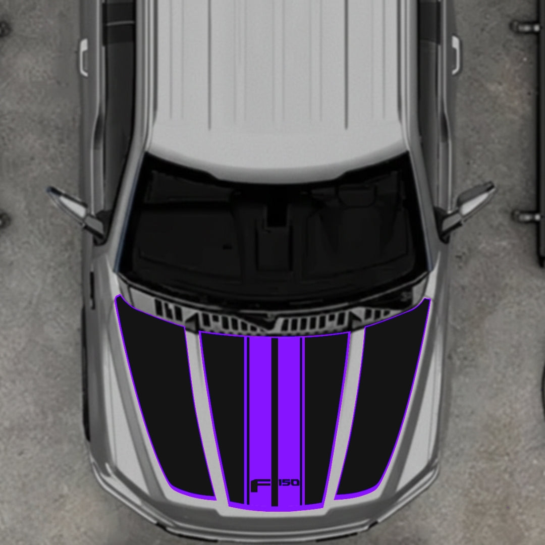 Hood Panel Decal/Sticker - Style 1 - Border Graphic Kit - For Ford F-150 2020-2026 - Premium Vinyl