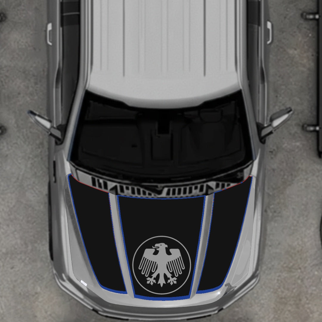 Hood Panel Decal/Sticker - Germany Logo - Cut - Border Graphic Kit - For Ford F-150 2020-2026 - Premium Vinyl