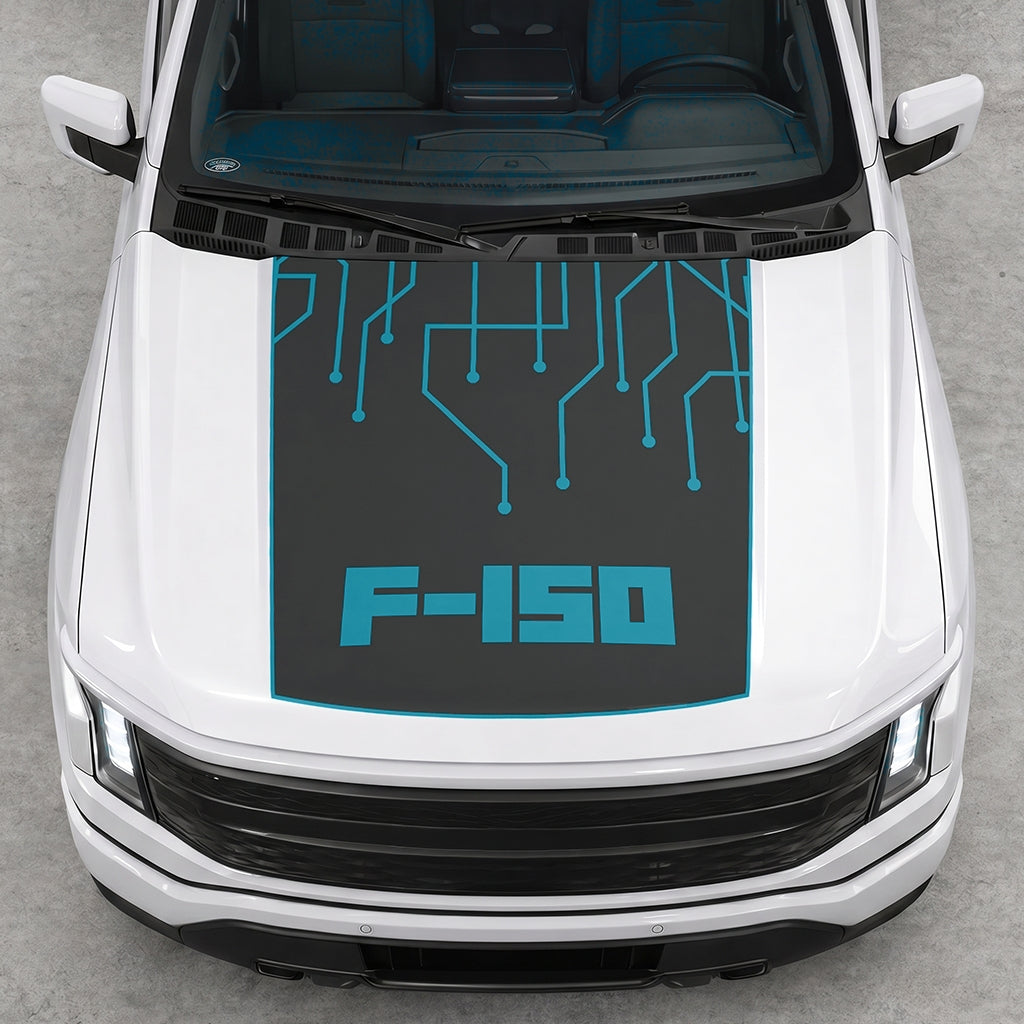 Hood Panel Decal/Sticker - F150 Electric Circuit Graphic Decal Graphic Kit - For FORD F-150 2015-2020 - Premium Vinyl