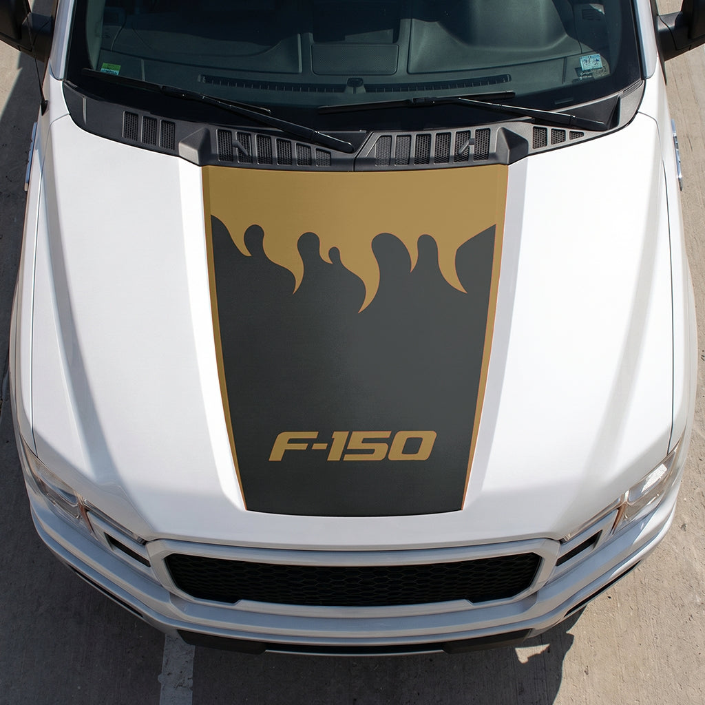 Hood Panel Decal/Sticker - Burning Flames Graphic Decal Graphic Kit - For Ford F-150 2015-2020 - Premium Vinyl