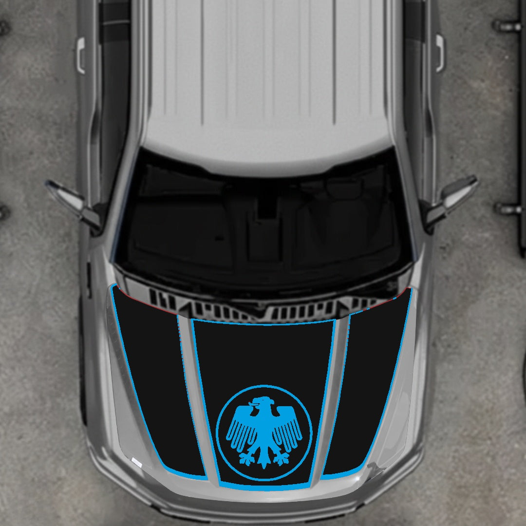 Hood Panel Decal/Sticker - Germany Logo - Border Graphic Kit - For Ford F-150 2020-2026 - Premium Vinyl