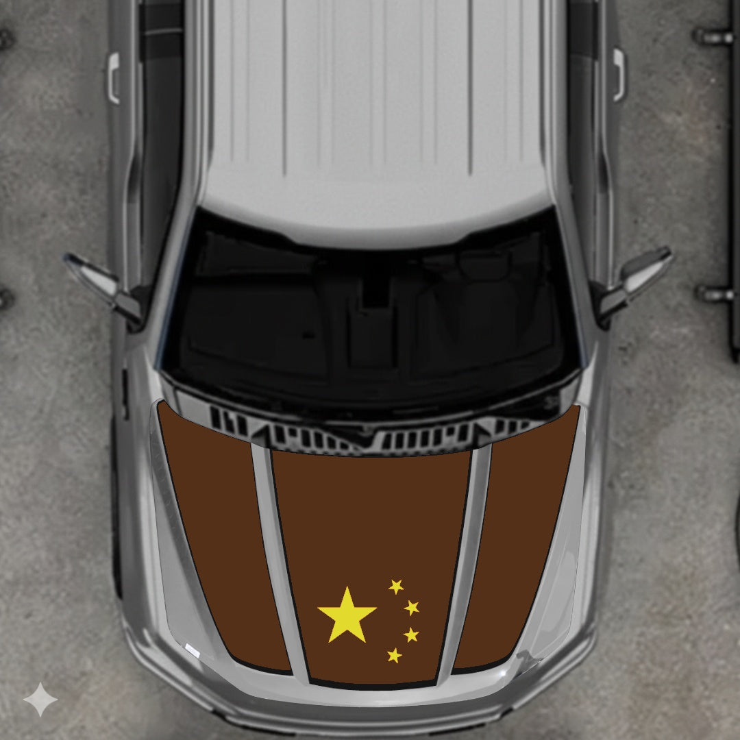 Hood Panel Decal/Sticker - China Flag - Border Graphic Kit - For Ford F-150 2020-2026 - Premium Vinyl